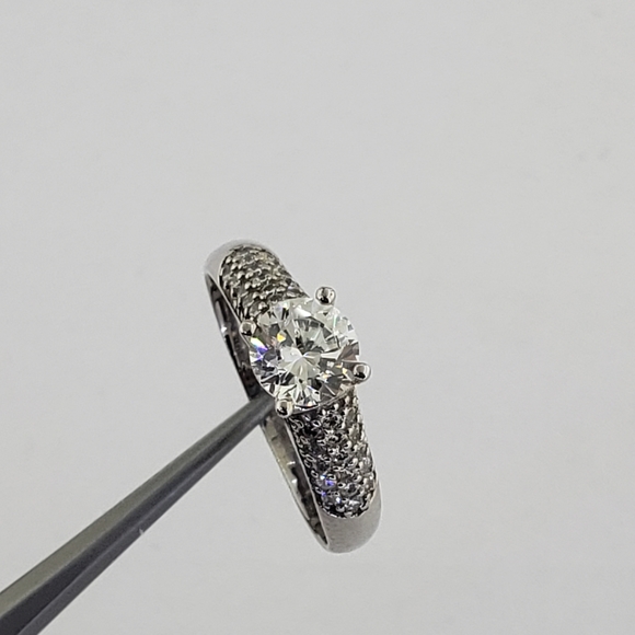 925 Sterling Silver Ladies C-Z Engagement Ring - Picture 2 of 8